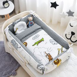 Bedding Sets Cartoon Printing Portable Crib Middle Bed Baby Play Bed Removable Bionic Bed with Quilt Bedding Set Baby Bedding Set born 230309