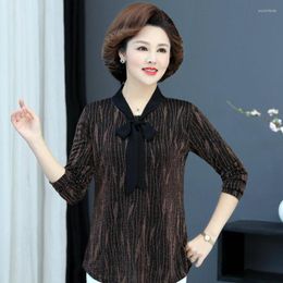 Women's Blouses Black Bow Knot Collar Red Golden Women Spring Tie Neck Bright Shiny Fabric Top Lady Elegant Smart Casual Clothes XXXXXL