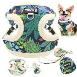 Cat Collars Leads Soft Padded Mesh Harness Vest Leash For Small Dogs Chihuahua Printed Puppy Walking Running Rope Arnes Perro 230309