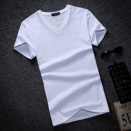 Men's T-Shirts White Black T Shirt for Men Summer Cotton Vintage T-shirts Men Short Sleeve V-neck Slim Summer Tshirt Men Tee Shirt homme 5XL G230309