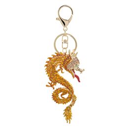 Key Rings Animal Enamel Big Dragon Keychains Keyrings Crystal Animal Dinosaur Bag Pendant Gift Car Key Chain Ring Holder K349