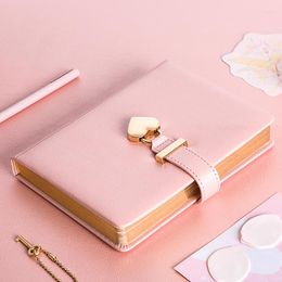 Journal Diary Notebook With Heart Lock Creative PU Leather Traveling Notepad Couple Gift Fashion Handbook