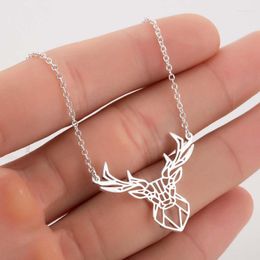 Pendant Necklaces European And American Ins Style Necklace Stainless Steel Hollow Antler Clavicle Chain Minority Design Charm Christmas Gift