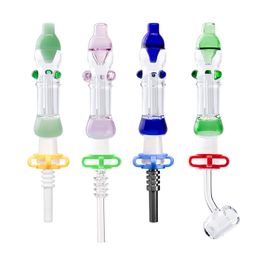 Love_e_cig CSYC NC015 Hookah Bubbler Smoking Pipe 10mm 14mm Quartz Ceramic Nail Clip About 4.84 Inches Tube Spill-proof Glass Water Bongs Dab Rig Pipes