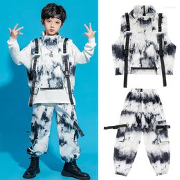 Stage Wear 2023 Jazz Dance Performance Costumes For Kids Tie-Dyed Loose Vest Hiphop Pants Children Hip Hop Rave Clothes DQS11592