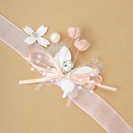 Charm Bracelets Wedding Wrist Flower Butterfly Bead Corsage Ceremony Prom Bridal Bracelet FS99