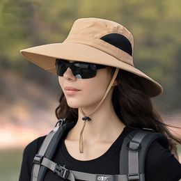 Wide Brim Hats Summer Sun Hat Men Women Bucket Hat Wide Brim Mesh Breathable Boonie Hat for Hiking Fishing Safari Outdoor Hat Foldable R230308