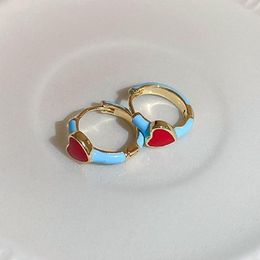 Hoop Earrings Lovelink Simple Design Gold Color Hollow Heart For Women Fashion Colorful Acrylic Metal Girls Accessory