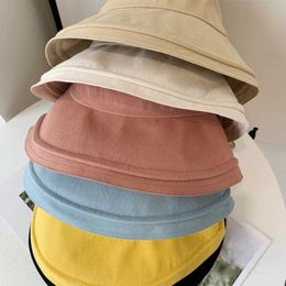 Wide Brim Hats 2022 cotton bucket hat ladies show face small summer sunscreen panama hat men's sun hat fedora outdoor beach hat K202 R230308