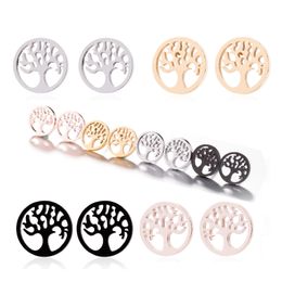 Wholesale Small Stainless Steel Stud Earring Tree of Life Earring Stainless Steel Earrings For Women Mens Party Gifts Life Tree Jewellery Punk Style