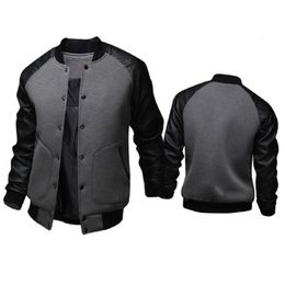 Men's Jackets Autumn Winter -Selling Men's Baseball Jacket Big Pockets and Leather Sleeves Casual Sports Stand-up Collar Jacket 230309