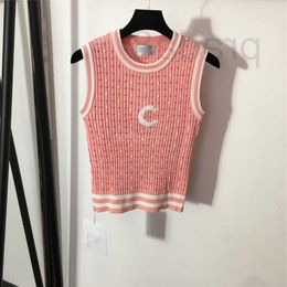 Women's T-Shirt Designer 2022 Slim Tee Knits Tops With Letter Pattern Girls Milan Runway Crop Top Shirt High End Crew Neck Sleeveless O5G8