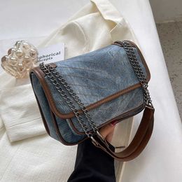 NXY Shoulder Side Bag for Women Solid Color Crossbody Bags 2023 Trend Fashion Design Denim Chain Small Handbags and Purse