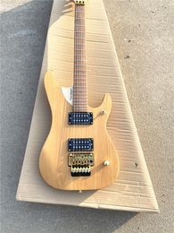 New Nature Wood Double Shake Electric Guitar HH Pickups Maple Neck Gold Tremolo Bridge