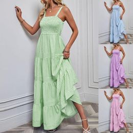 Casual Dresses Women Holiday Bohemian Long Dress Sleeveless Maxi For Cotton Beach