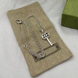 Vintage Letter Key Pendant Necklace Women Special Letters Chain Necklaces for Gift Party