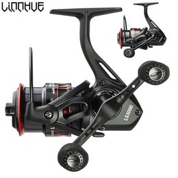 Baitcasting Reels LINNHUE Fishing Reel Lure 1000 2000 3000 Spinning Reel Double Grip Deep Shallow Spool Carp Fishing Reel Fishing With Balance Rod 230309