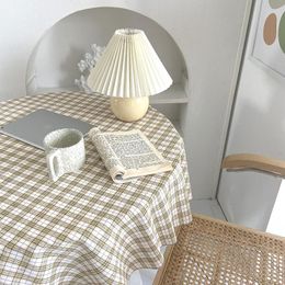 Table Cloth Ins Korean Plaid Small Fresh Cotton Background Bunsen Home Decoration Desk Mat Picnic