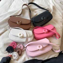 HBP Cute Small Leather Crossbody Bag for Women 2024 Spring Tendy Ladies Fashion Candy Colour Handbags and Purses Pink