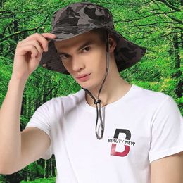 Wide Brim Hats Outfly Camouflage Sun Hat UV Protection Wide Brim Summer Hat Safari Hat Breathable with Adjustable Chin Strap Fishing Panama R230308