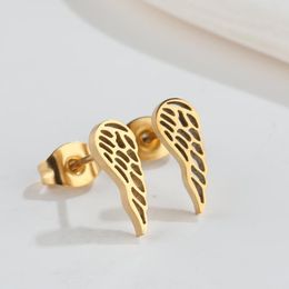 Wholesale Small Earring Stainless Steel Angel Wings Stud Earrings For Women Girl Kids Children Men Jewellery Gift