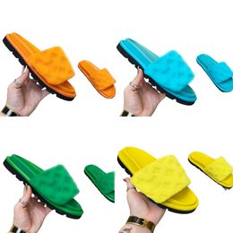 Designer Man Embossed Slippers summer Women Pillow slider Flat Foam Sandals Comfort Beach Pool Sliders Skin Leather Sexy Ladies Scuffs Shoes With Original Box 35-47
