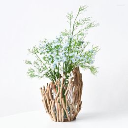 Vases Wooden Vase Decoration Living Room Creative Artificial Flower Props Nordic Desktop Potted Pot Furnishings