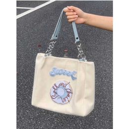 Shoulder Bags Embroidery Tote for Women Japanese Large Capacity Shopper Handbag 2023 Trendyol Canvas Casual Bag 230309