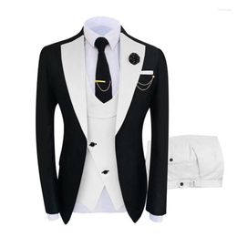 Men's Suits White Groom Male Wedding Prom Suit Green Slim Fit Tuxedo Men Formal Business Work Wear 3Pcs Set (Jacket Pants Vest)