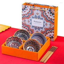 Bowls 4PCS/set Bohemia Ceramic Chopsticks Gift Set Western Style Opening Advertising Promotional Gifts