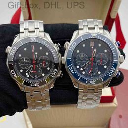 multifunctional reprint Quart Battery Watch with Blue Black Dial Business Watches 2 Colours Steel Rubber Strap Og181 Omg