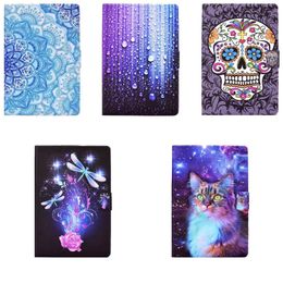 Skull Leather Cases For iPad Mini 6 1 2 3 IPAD4 5 Air4 9.7 10.5 10.2 10.9 2022 Samsung X200 T500 T870 T510 T220 Flower Butterfly rabbit Fashion Animal Wallet Holder Flip Cover