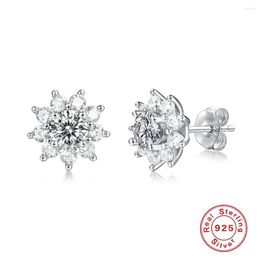 Stud Earrings AIDE 925 Sterling Silver 0.5 Carat Moissanite Snowflower Piercing For Women Wedding Jewellery Gift Brincos Aretes