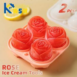 Ice Cream Tools Rose Ice Cube Mold Whiskey Spherical Ice Cube Silicone Mold Refrigerator Ice Cube Tray Household Ice Maker Ice Cream Tools Z0308