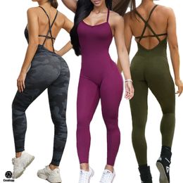 Yoga Outfits Pad Sport Suit Female Sculpted Set Tracksuit Ensemble Sportswear Jumpsuit Workout Gym Wear Running Clothes Fiess L04666
