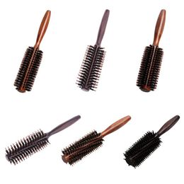 6 Types Straight Twill Hair Comb Natural Boar Bristle Rolling Brush Round Barrel Blowing Curling DIY Hairdressing Styling Tool