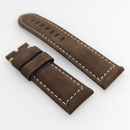 24mm Brown Color Nubuck Calf Leather Watch Band Strap Fit For PAM PAM 111 Wirst Watch