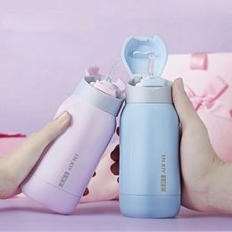 Water Bottles Children's Thermal Bottle Straw Thermos For Waters Stainless Steel Water Bottle School Children's Thermal Bottle Water Bottle 230309