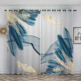 Curtain Modern Blackout Curtains Feather Digital Printed For The Living Room Window Treatment Blind Bedroom Panel Kitchen Drapes