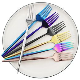 Dessert Salad Fork 18.5CM Stainless Steel Western Forks Portable Hotel Wedding Party Rainbow Tableware Cutlery Set RRA1208