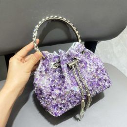 Purses and handbag luxury Designer shoulder bag Shiny Crystal Clutch purse bucket bag Handle stone Women's Evening clutch Bag 230309