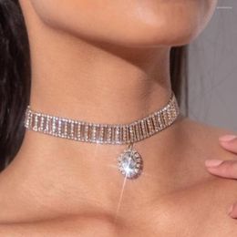Chains Stonefans Shiny Crystal Choker Necklace For Women Water Drop Pendant Necklaces Temperament Clavicle Chain Bride Wedding Jewellery