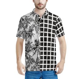 Men's Polos Banana Leaf Check Pattern Mismatch Polo Shirt Short Sleeve Print Clothing Summer Streetwear Casual Fashion Tops 5XL 230308