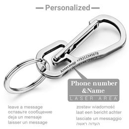 Key Rings High Quality Stainless Steel Keychain Personalised Custom Lettering Keyring For Men's Car Belt Buckle Key Chain Ring Holder K4