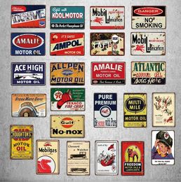 Motor Oil Tin Sign Hot Rod Garage Wall Decor Shabby Chic Metal Plaque Vintage Pub Wall Bar Garage Home Wall Decor Wall Sticker personalized Art Decor Size 30X20CM w01