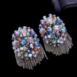Stud Earrings Original Creat Colorful Crystal Chain Tassel Exaggerated Earing Noble Superstar Luxious For Women Party Gift