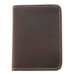 Card Holders Men's Retro Crazy Horse Leather Wallet First Layer Cowhide Case Multifunctional Holder Short