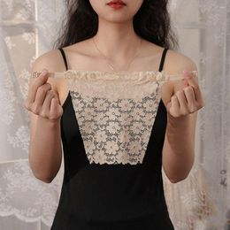 Camisoles & Tanks Lace Flower Insert Wrap Tube Tops Mesh Bra Strapless Anti-Glare Lining Adjustable Chest Piece Cover Overlay Corset