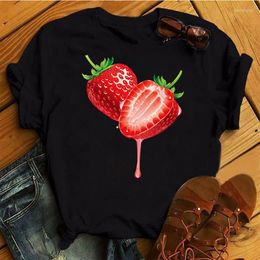 Women's T Shirts Funny Strawberry Pineapple Pattern Women's Top T-shirt Cute Fruit Casual