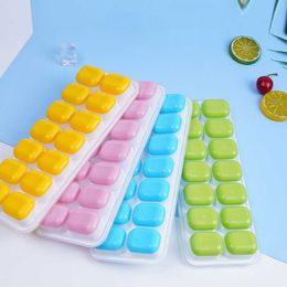 Ice Cream Tools 14 Grids Silicone Ice Cube Mold with Lid DIY Ice Cream Making Tools Ice Tray Mould Handmade Chocolate Jelly Mold Ice Cream Maker Z0308